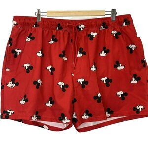 Oh My Disney Swim Trunks Shorts Mens Size 2XL XXL Mickey Mouse Red 5" Inseam